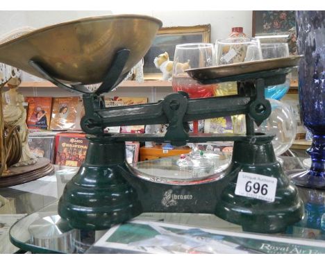 A set of old kitchen scales.