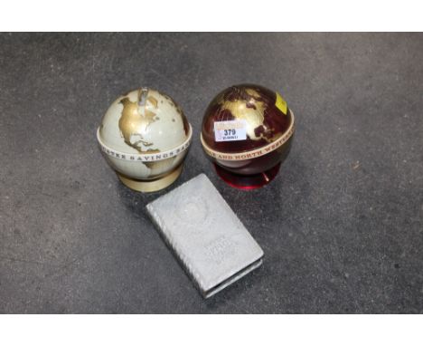 Two vintage money boxes, Trustees Savings Bank and Carlisle and North Western Counties TSB together with a Post Office Saving