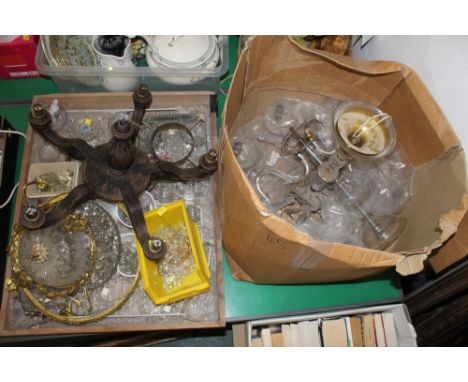 Two boxes of glass light fittings 
