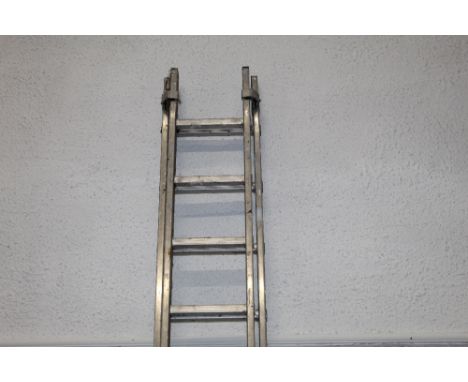 A Youngman aluminium two section extending ladder, together with an aluminium four division folding ladder     