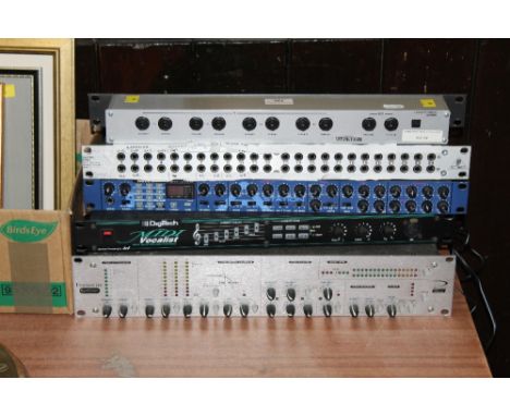 Stereo line mixer, an Ultra Pro multi function Patch Bay, Polyphonic synthesizer, a digi tape vocalist and a stereo Opto Expa