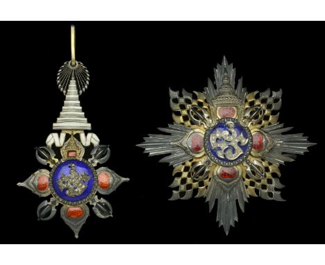 Thailand, Kingdom, Order of the Crown, 3rd (1941) issue, First Class set of insignia, comprising sash badge, 93mm including c