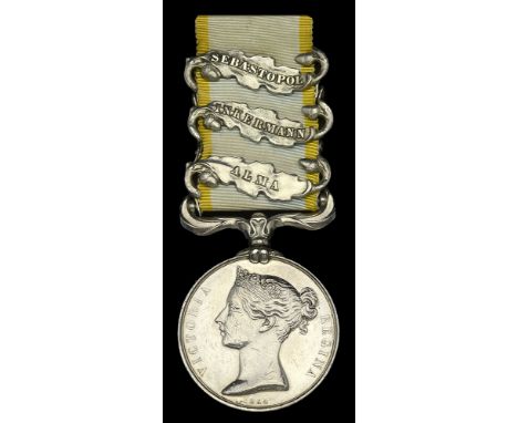 Crimea 1854-56, 3 clasps, Alma, Inkermann, Sebastopol (2808. Serjt. Edmond. Bermingham. 1st Battn. 1st Royals) depot impresse