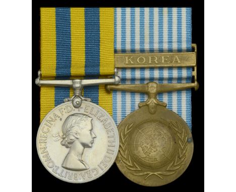 Pair: Private J. A. Elsby, Gloucestershire Regiment, attached Royal Ulster Rifles  Korea 1950-53, 1st issue (2054034 Pte. J. 