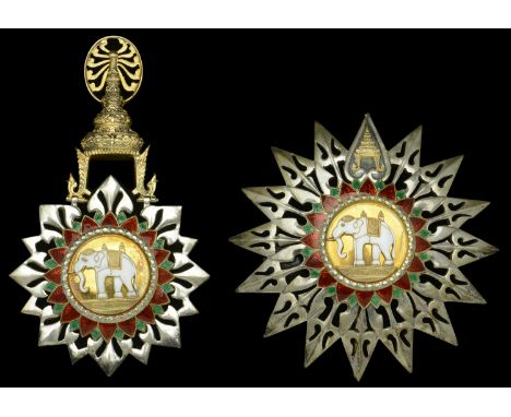 Thailand, Kingdom, Order of the White Elephant, 3rd (1941) issue, First Class set of insignia, comprising sash badge, 107mm i