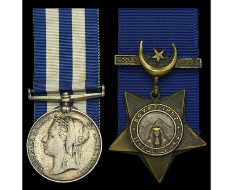 Pair: Lieutenant J. S. M. Hume, 1st Battalion, South Staffordshire Regiment  Egypt and Sudan 1882-89, dated reverse, no clasp