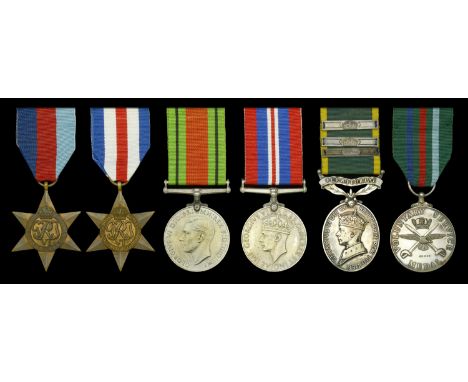 Five: Private L. P. Dewing, Royal Hampshire Regiment  1939-45 Star; France and Germany Star; Defence and War Medals 1939-45; 