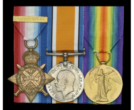 Three: Private F. Brown, Wiltshire Regiment  1914 Star, with later slide clasp (7764 Pte. F. Brown. 1/Wilts. R.); British War