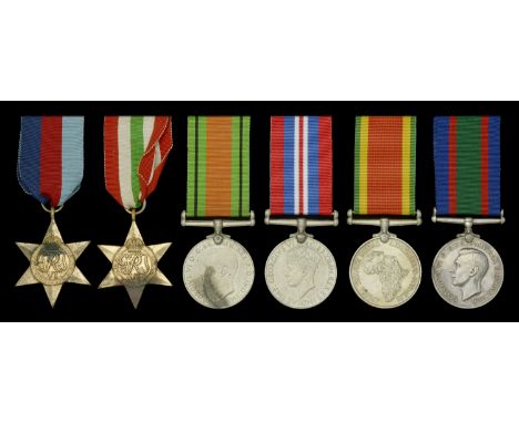 Six: Temporary Sub Lieutenant R. A. Main, South African Naval Force  1939-45 Star; Italy Star; Defence and War Medals 1939-45
