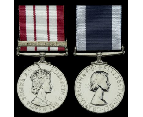 Pair: Chief Communications Yeoman N. P. Underwood, Royal Navy  Naval General Service 1915-62, 1 clasp, Near East (C/JX 905274
