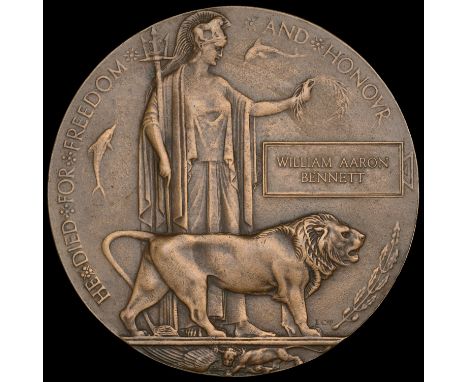 Memorial Plaque (William Aaron Bennett) good very fine £60-£80  ---  William Aaron Bennett was born in Worthing, Sussex, and 