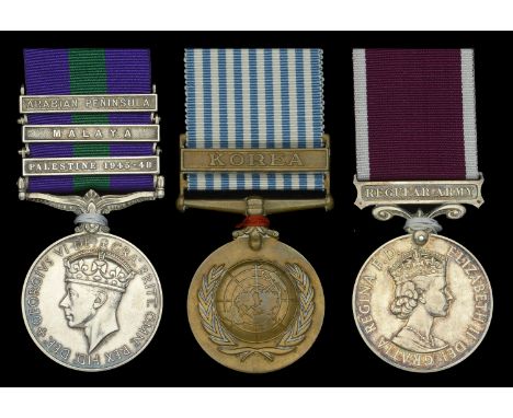 Three: Staff Sergeant K. W. J. Walker, Royal Army Pay Corps, late South Staffordshire Regiment  General Service 1918-62, 3 cl