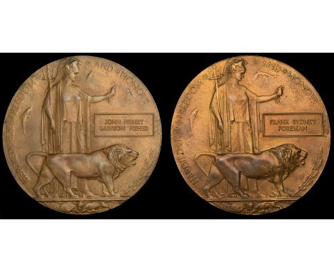 Memorial Plaque (2) (John Henry Lawson Fisher; Frank Sydney Foreman) good very fine (2) £80-£100  ---  John Henry Lawson Fish