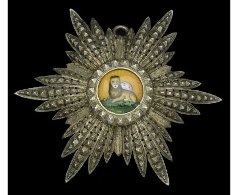 Persia, Empire, Order of the Lion and the Sun, badge, 60mm, silver and enamel, unmarked, of Bazaar manufacture, with small ri