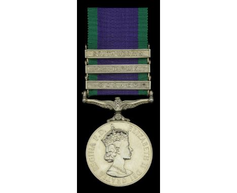 The General Service Medal awarded to Marine H. C. Hopkins, 45 Commando, Royal Marines, who was wounded in action in Radfan in
