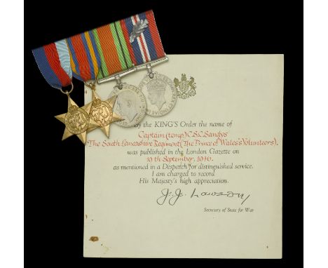 Four: Captain C. S. C. Sandys, South Lancashire Regiment, who was Mentioned in Despatches for his services in Burma  1939-45 