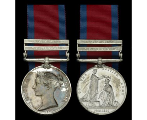 Military General Service 1793-1814, 2 clasps, Martinique, Guadaloupe (W. M. Mills, Lieut. York Lt. Infy.) old lacquer, otherw