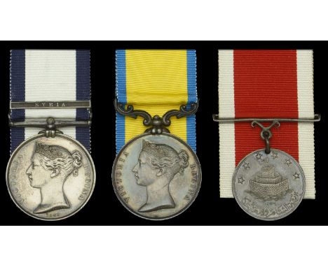 Three: Captain W. L. Sayer, Royal Marine Light Infantry   Naval General Service 1793-1840, 1 clasp, Syria (William L. Sayer, 