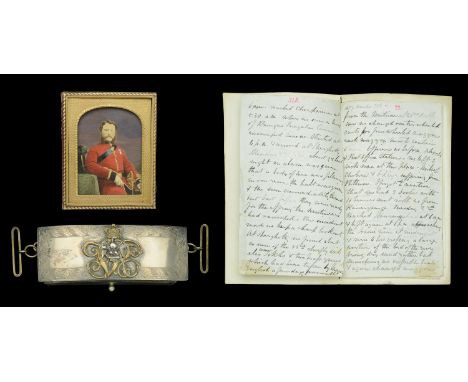 A Fine Portrait Miniature, Silver Flap Pouch, and Indian Mutiny Diary of Surgeon General W. H. Muschamp, who served as Assist