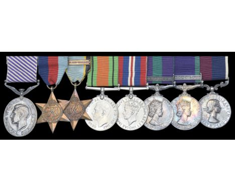 A fine Second World War Pathfinder’s D.F.M. group of eight awarded to Master Engineer A. J. White, Royal Air Force, who compl