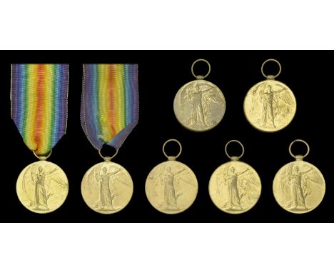 Victory Medal 1914-19 (7) (31711 Dvr. J. Moore. R.A.; 14337 Pte. C. V. Chave. C. Gds.; 22025 Pte. A. V. Browne. L’pool R.; 26