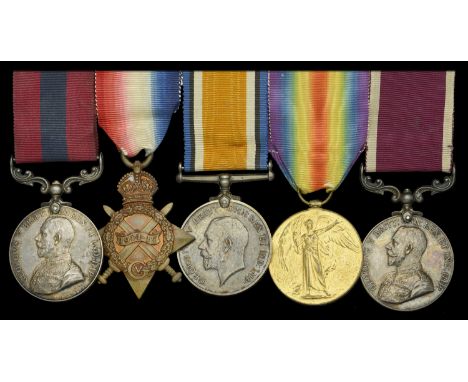 A fine Great War ‘Western Front’ D.C.M. group of five awarded to Company Sergeant-Major Alexander Ross, Essex Regiment, who w