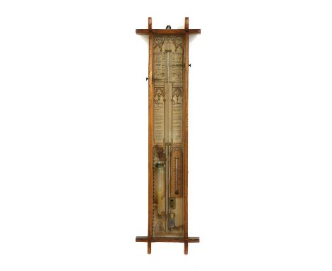 An Admiral Fizeroy Gothic Revival barometer,the oak case enclosing a group 106cm high overallCondition ReportBrowning and sta