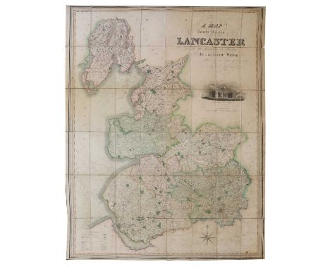 MAP- HENNET, G. BINGLEY, James (Engr): A Map Of The County Palatine Of Lancaster Divided Into Hundreds And Parishes From An A