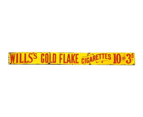 A Will’s Gold Flake cigarettes enamel advertising sign,c.1930s,101cm wide10cm highCondition ReportCorrosion and minor losses 