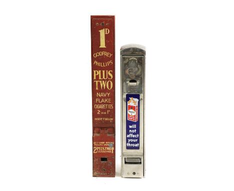 A Godfrey Philips cigarette dispenser,mid 20th century, painted 'Godfrey Phillips Plus Two Naby Flake Cigarettes', 91.5cm hig