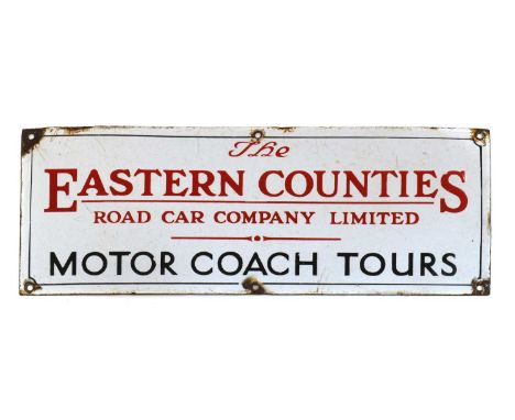 An Easter Counties Road Car Company Limited enamel sign,advertising 'Motor Coach Tours'40.5cm wide15.5cm highCondition Report