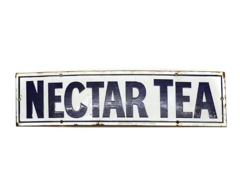 A Nectar Tea enamel advertising sign,mid 20th century, stamped Patent Enamel Co. Ltd. Bham &amp; London,46cm wide11.5cm highC