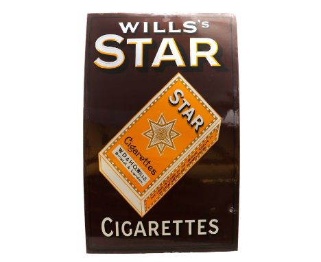 A Will's Star Cigarettes enamel advertising sign,early 20th century, 61cm wide92cm highCondition ReportLosses to the enamel a
