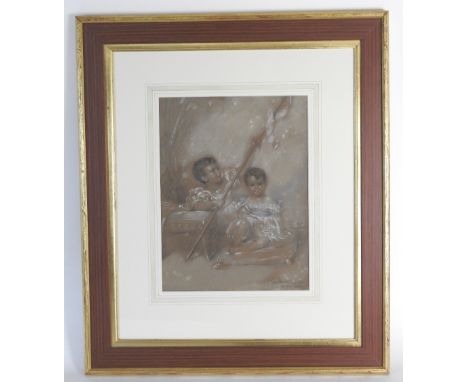 John Hayter (1800-1891)Study of Two Children Playing,signed lower right, inscribed Compton Bassett, dated March 1832,charcoal