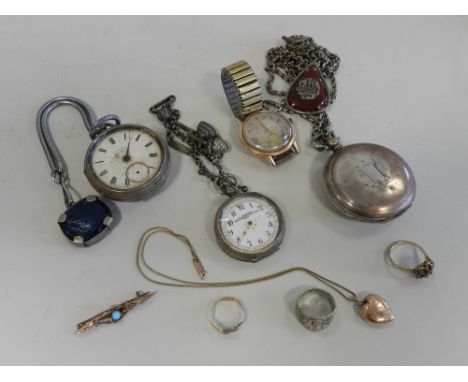 A silver cased pocket watch together with another white metal pocket watch by K Serkisoff and Co. Constantinople, a ladies wh