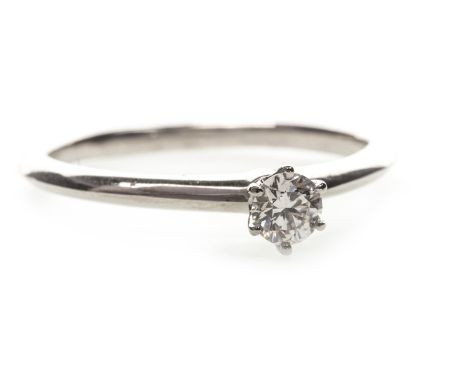 TIFFANY &amp; CO. DIAMOND SOLITAIRE RING, the round brilliant cut diamond of approximately 0.25 carats, marked TIFFANY &amp; 