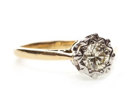 DIAMOND SOLITAIRE RING, the illusion set diamond of approximately 0.40 carats, in eighteen carat gold, size K 1/2, 3.2g