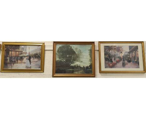 Three large Impressionist prints, framed and glazed 