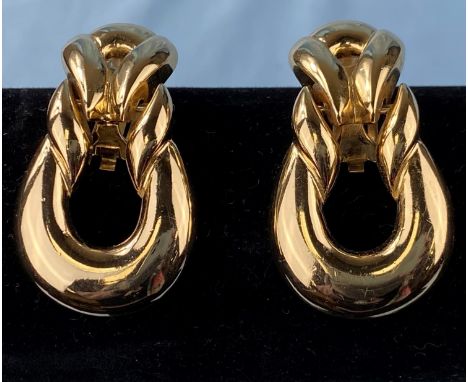 A pair of Christian Dior gilt hoop clip-on earrings 