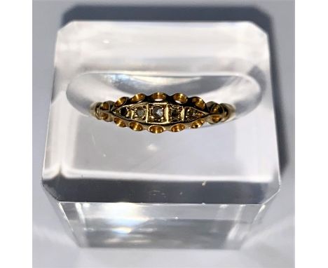 An Edwardian 5 stone diamond ring with 5 rose cut diamonds in a traditional setting, 18ct hallmarked Chester 1904 size O 1.8g