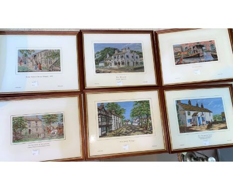 Six Brocklehurst Whiston Macclesfield silks: The Goods Wharf; King Edward Street Chapel; Gap House at Kettleshulme; The Wizar
