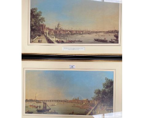After Canaletto "View from Westminster" and a companion piece, limited edition prints framed and glazed 