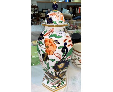 A large Royal Worcester hand-painted lidded vase with flowing branches, monogrammed A.B. to the base height 40cm 