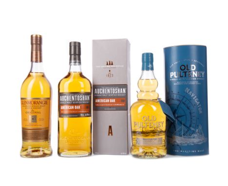 AUCHENTOSHAN AMERICAN OAK Single Malt Scotch Whisky Matured in first fill bourbon casks. 700ml, 40% volume, in carton. GLENMO