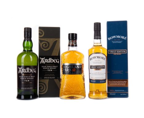 HIGHLAND PARK 12 YEARS OLD Single Malt Scotch Whisky 700ml, 40% volume. BOWMORE VAULT EDITION NO. 1 Single Malt Scotch Whisky