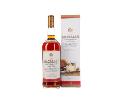 MACALLAN 10 YEARS OLD CASK STRENGTH - ONE LITRE Single Malt Scotch Whisky Matured in sherry casks. One litre, 58.5% volume, i