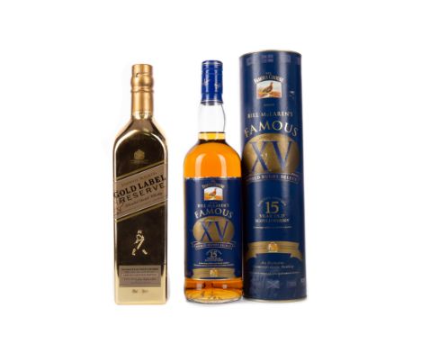 JOHNNIE WALKER GOLD LABEL RESERVE Blended Scotch Whisky 70cl, 40% volume. FAMOUS GROUSE BILL MCLAREN'S FAMOUS 15 YEARS OLD Bl