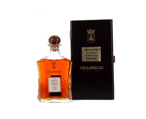 DELLAVALLE 1998 GRAPPA Italian Grappa Matured in port wood. 700ml,42% volume, in wooden box, along with six grappa glasses.