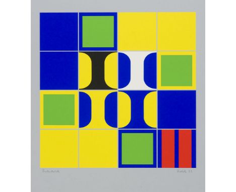 Konkrete Kunst Heinz Kreutz(1923 Frankfurt - 2016 Prenzberg)Geometrische Komposition. Farbsiebdruck auf Vélin. 1972. 51 x 46 