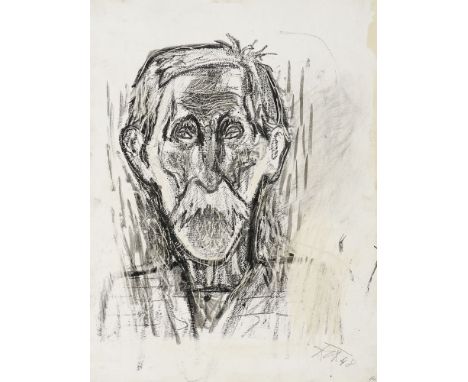 Expressionismus - - Otto Dix. (1891 Untermhaus bei Gera - 1969 Singen). Alter Fischer (von vorn). 1948. Lithographie und Tusc